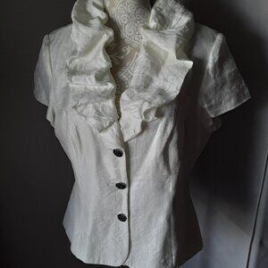 Vintage Victor Costa Lovely white sparkle button top size 12
